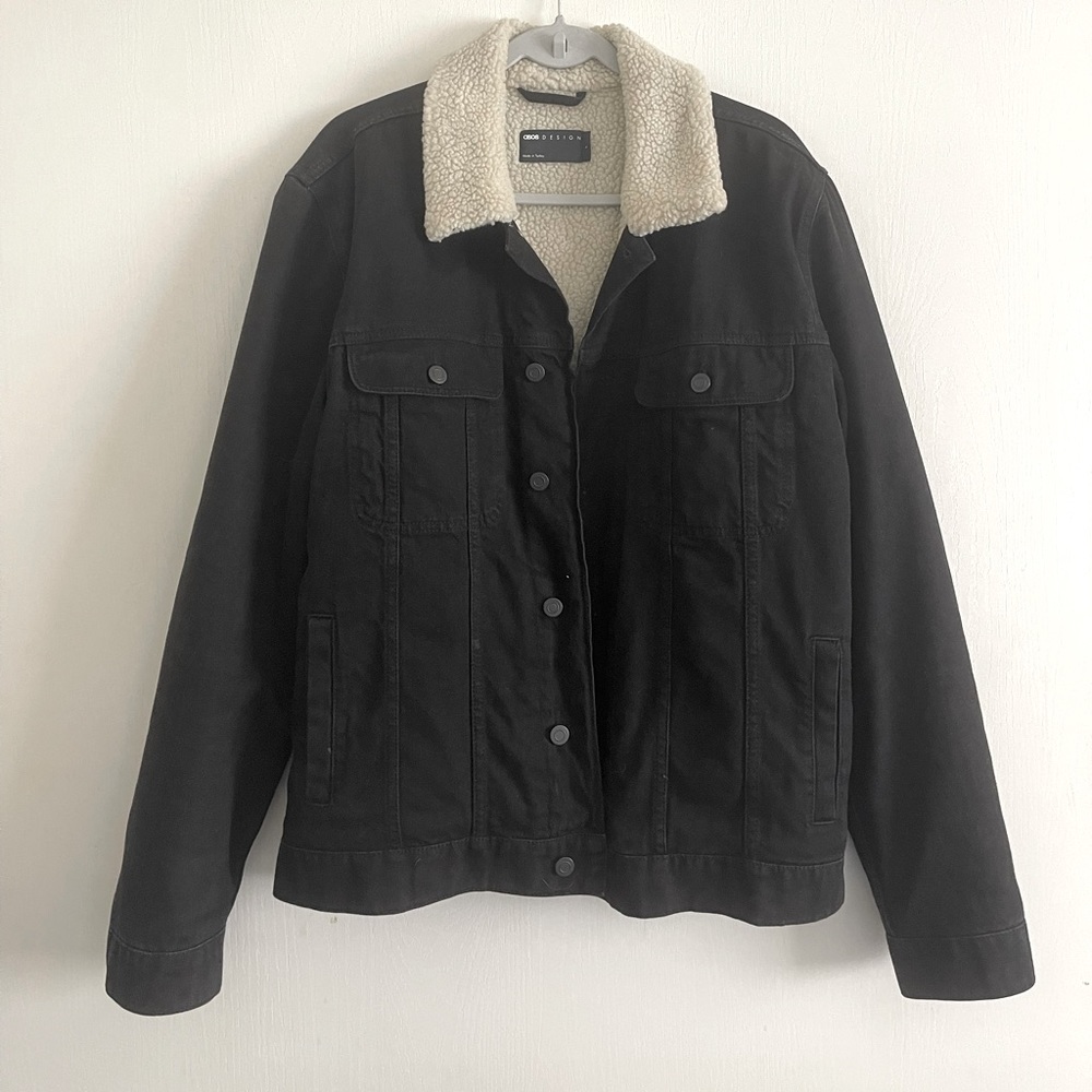 Black Denim Sherpa Jacket